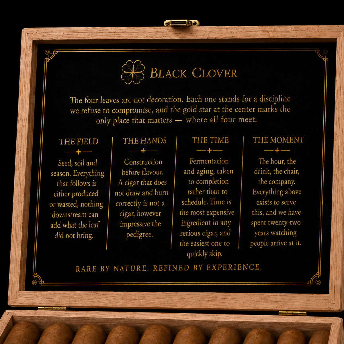 The inside of a Black Clover lid, printed with the four leaves